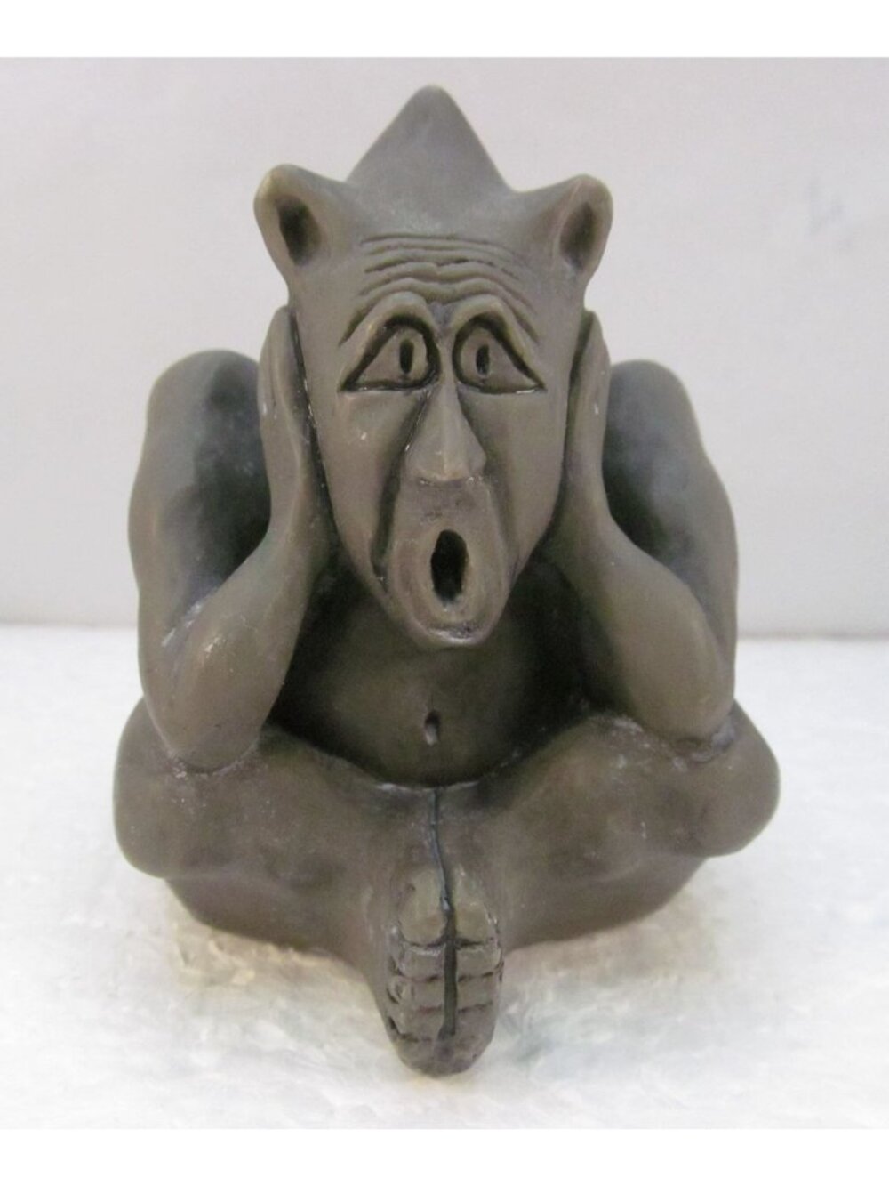Vintage Signed L Binkowski "Hear No Evil" Green Gargoyle Resin Figurine